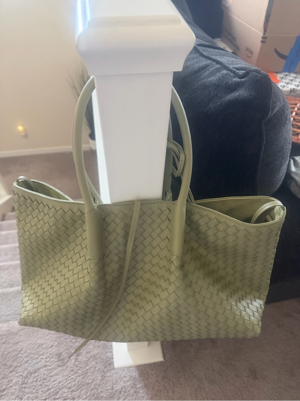 Woven Tote Bag in sage  Green - Women's Handbag